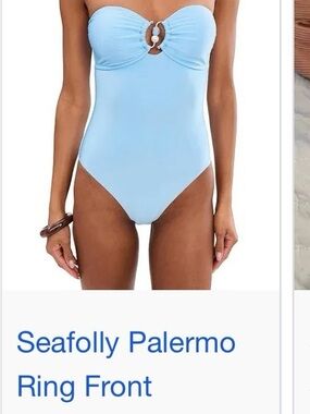 Seafolly Mocha Strapless Ring-Front One-Piece Swimsuit.